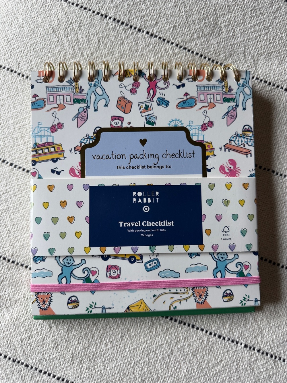 NWT Roller Rabbit x Target Vacation Packing Checklist Notebook